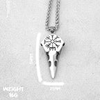 Nordic Odin Crow Skull Pendant Necklace Gothic Stainless Steel Raven Skull Compass Rune Necklace for Men Punk Jewelry