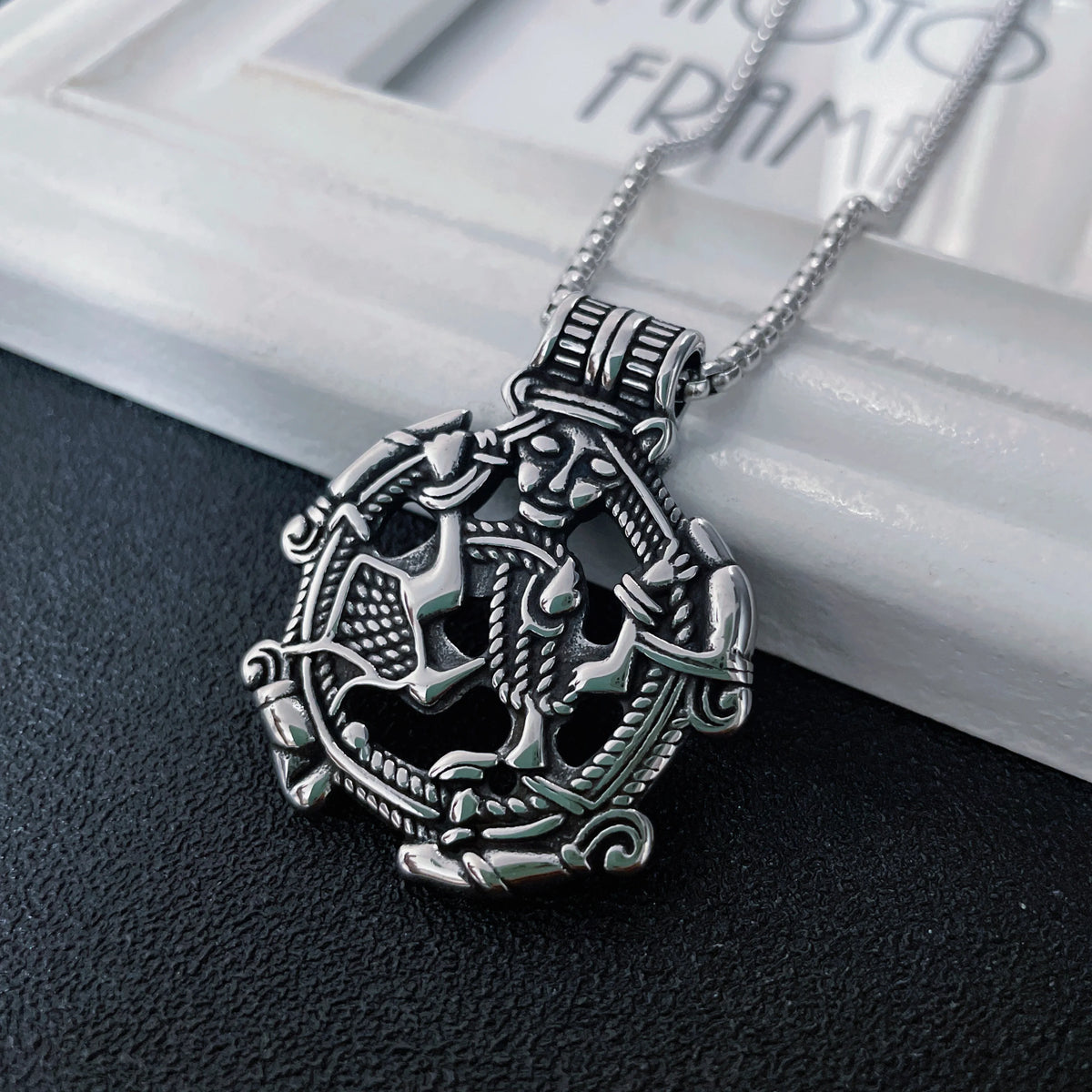 Norse Celtic Knot Beast Pendant Necklace — Stainless Steel