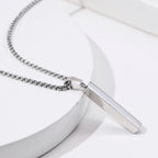 Vnox Mens Silver Color Bar Necklaces, Geometric Stainless Steel Pendant with Box Chain, Minimalst Metal Jewelry Gift