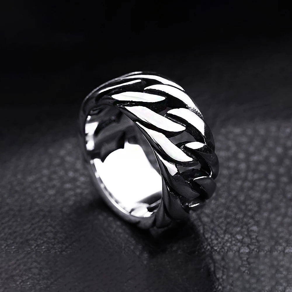 Simple Punk Link Chain Ring — Stainless Steel