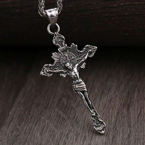Catholic Cross Jesus Pendant — Stainless