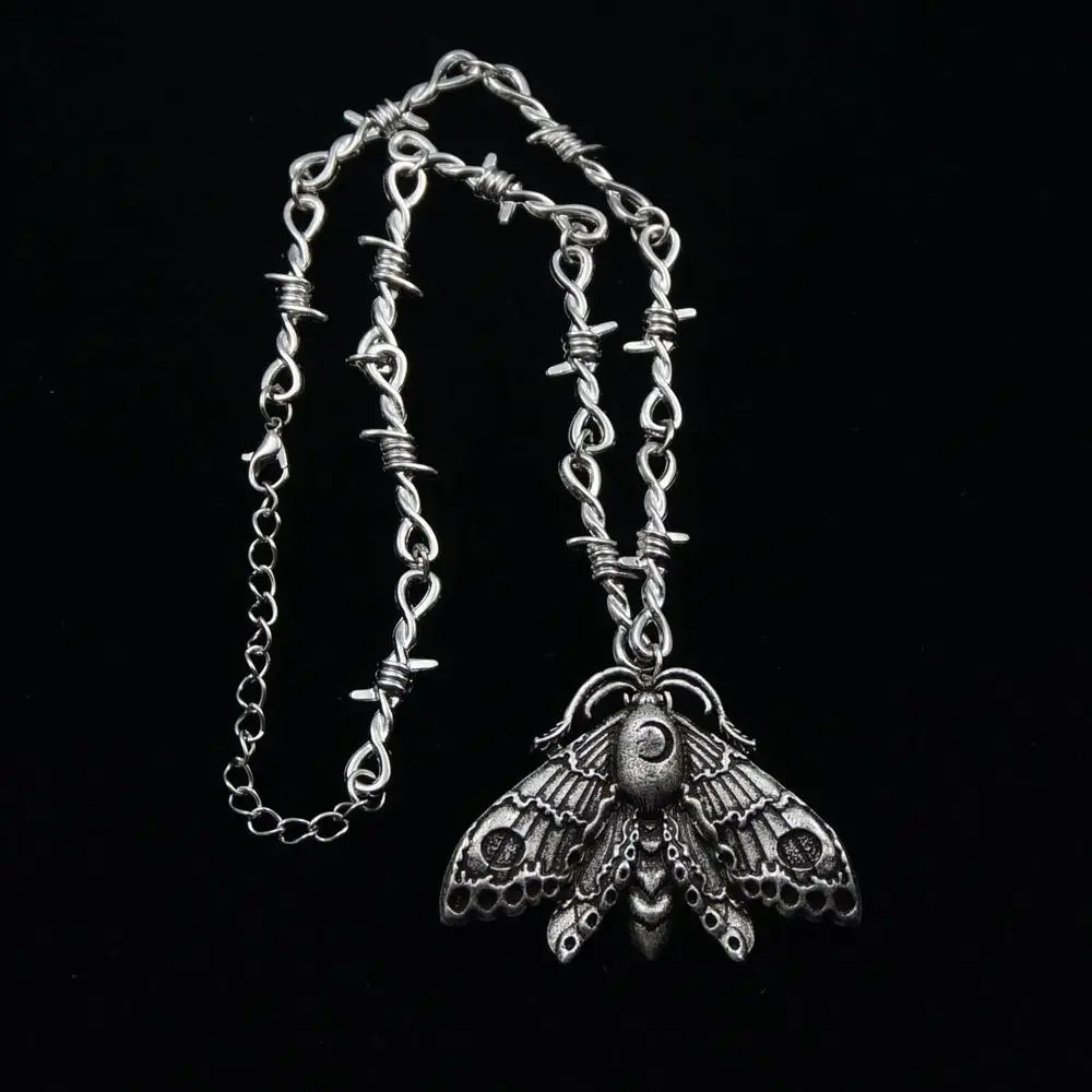 Gothic Death Moth Pendant Necklace