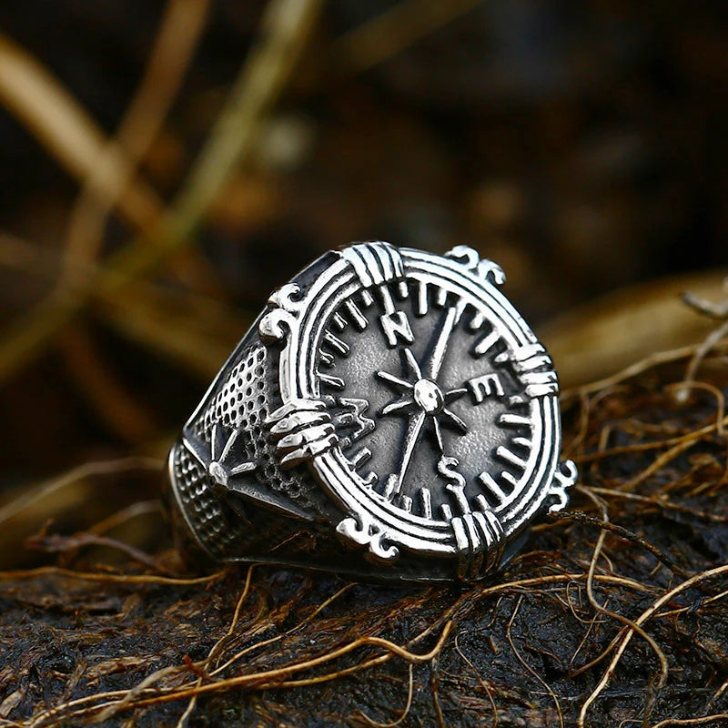 New Creative Stainless Steel Viking Warrior Double Axe Ring for Men Fashion Punk Hip Hop Party Jewelry