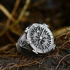 New Creative Stainless Steel Viking Warrior Double Axe Ring for Men Fashion Punk Hip Hop Party Jewelry