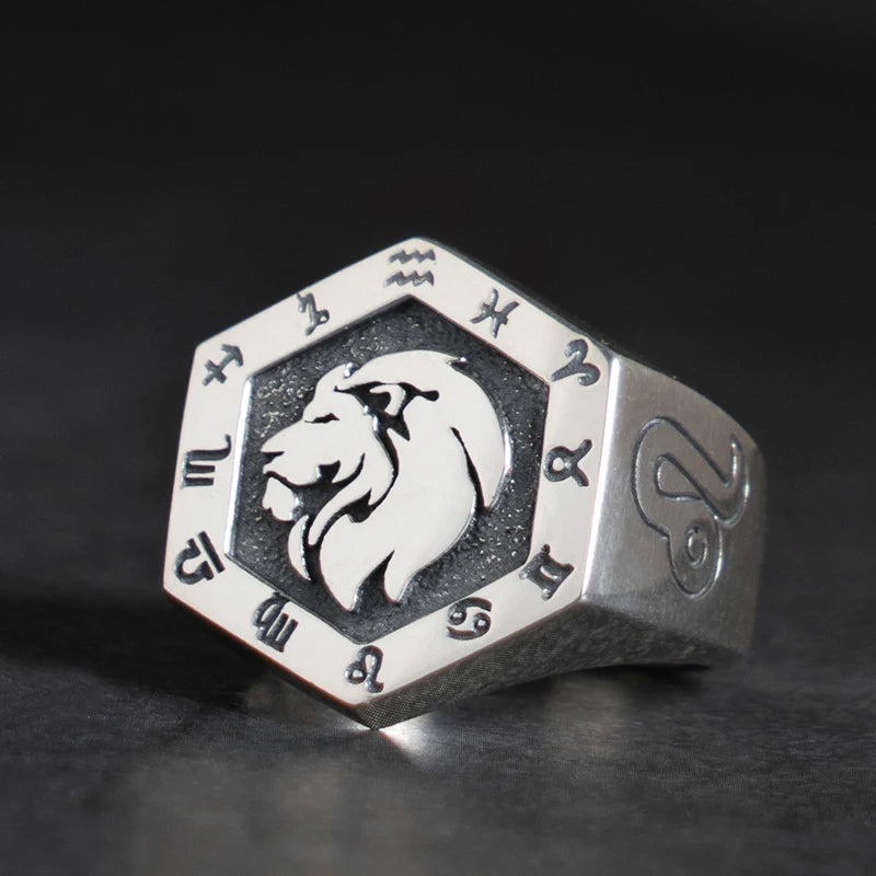 925 Sterling Silver Zodiac Sign Ring for Men Adjustable Aries Minimalist Personalized Gift for Boyfriend