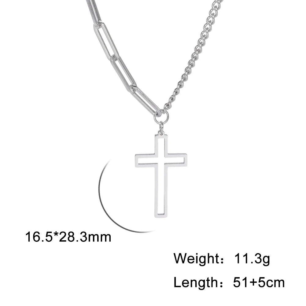 My Shape Fashion 2 Layers Lock Pendant Necklace for Men Punk Stainless Steel Clip Link Chain Necklaces Choker Male Party Jewelry