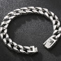 Retro 10 Inches Rose Line Man Bracelet Men Black Onyx Inset Stainless Steel Men's Bracelets Curb Chain Mannen Armband