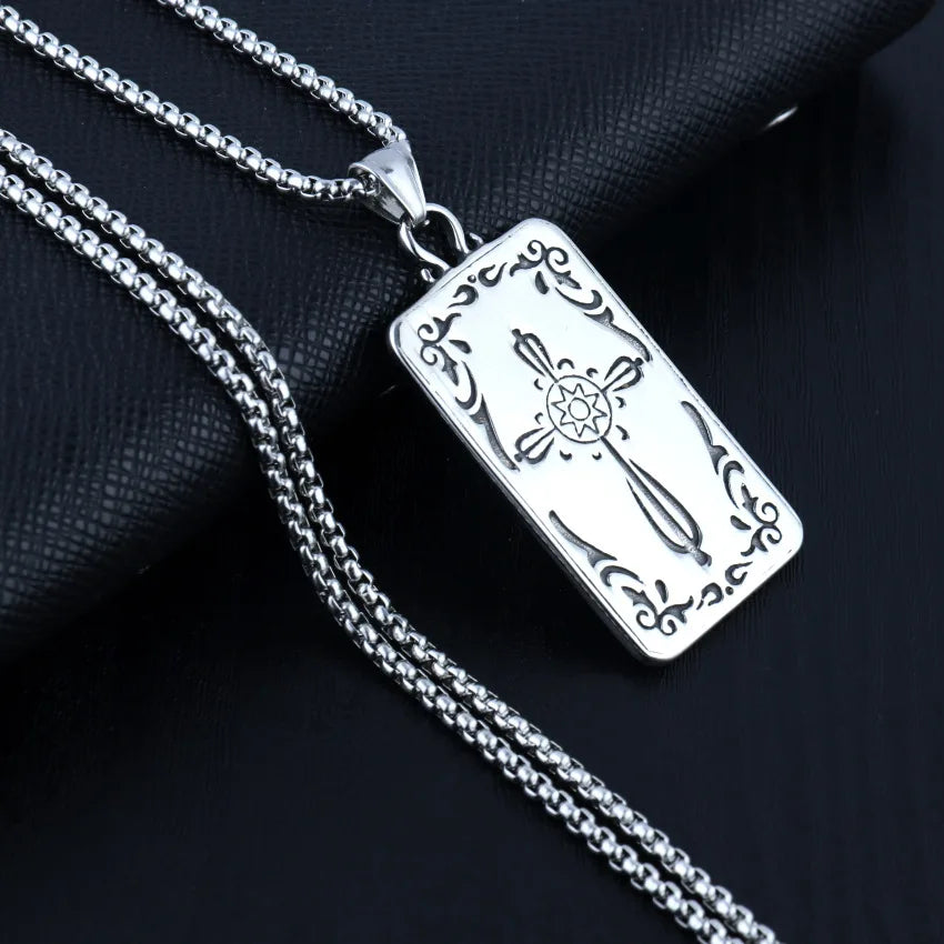 Silver Compass Pendant Necklace Stainless Steel