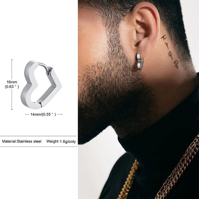 Geometric Octagon Hoop Earrings — Stainless Steel