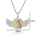 Angel Wing Photo Pendant Necklace Iced Out CZ