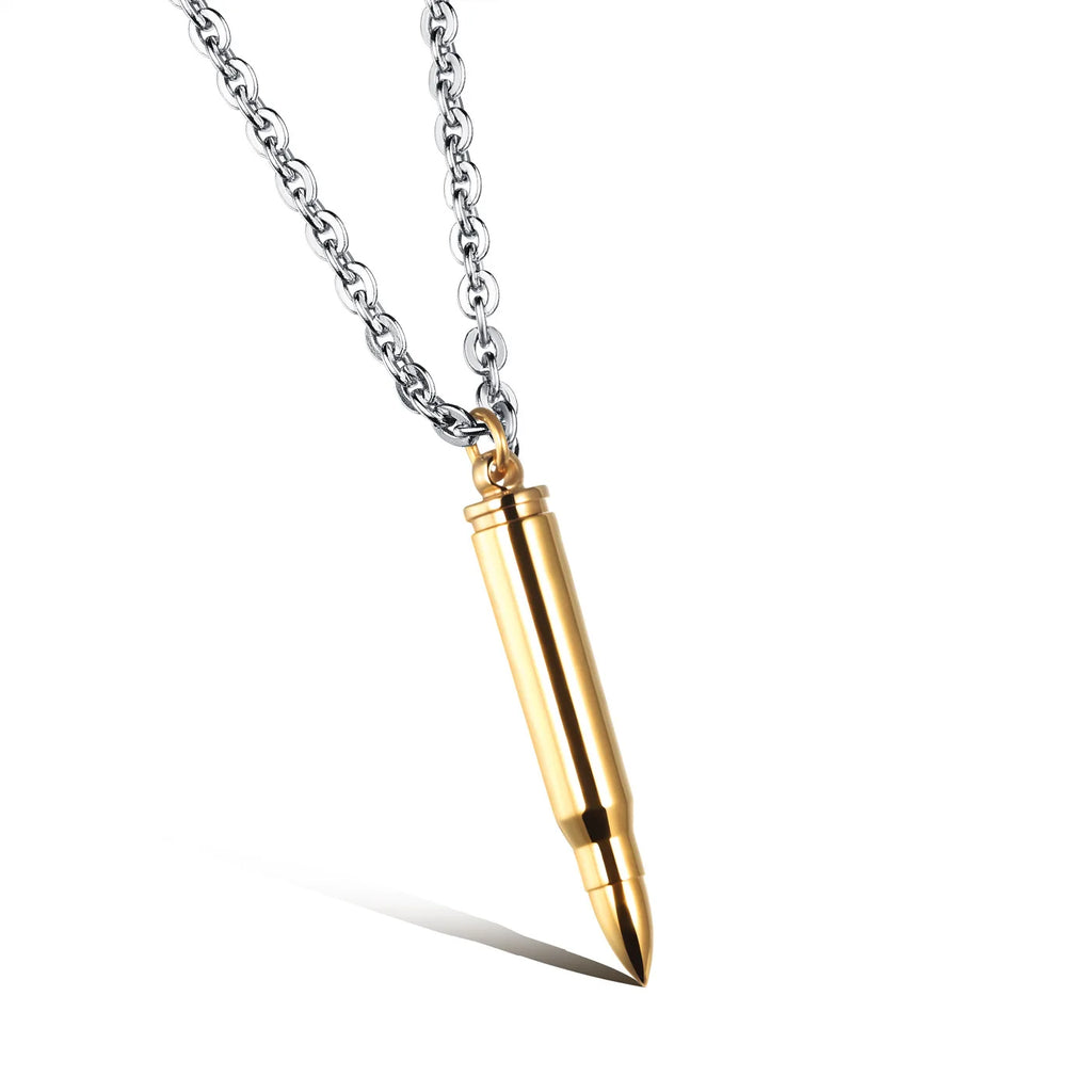 Personality Hip Hop Bullet Commemorative Pendant Domineer Titanium Steel Men's Necklace Bullet Pendant Bulk Order Cool Handsome
