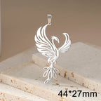 Dawapara Phoenix Pendant for Necklace Earrings Mythology Animal Stainless Steel Charms for Jewelry Making Religious Gift