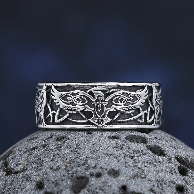 Fashion Good Polished Personality 2023 New 316L Stainless Steel Viking Birds Ring For Man Women Animal Jewelry For Teens