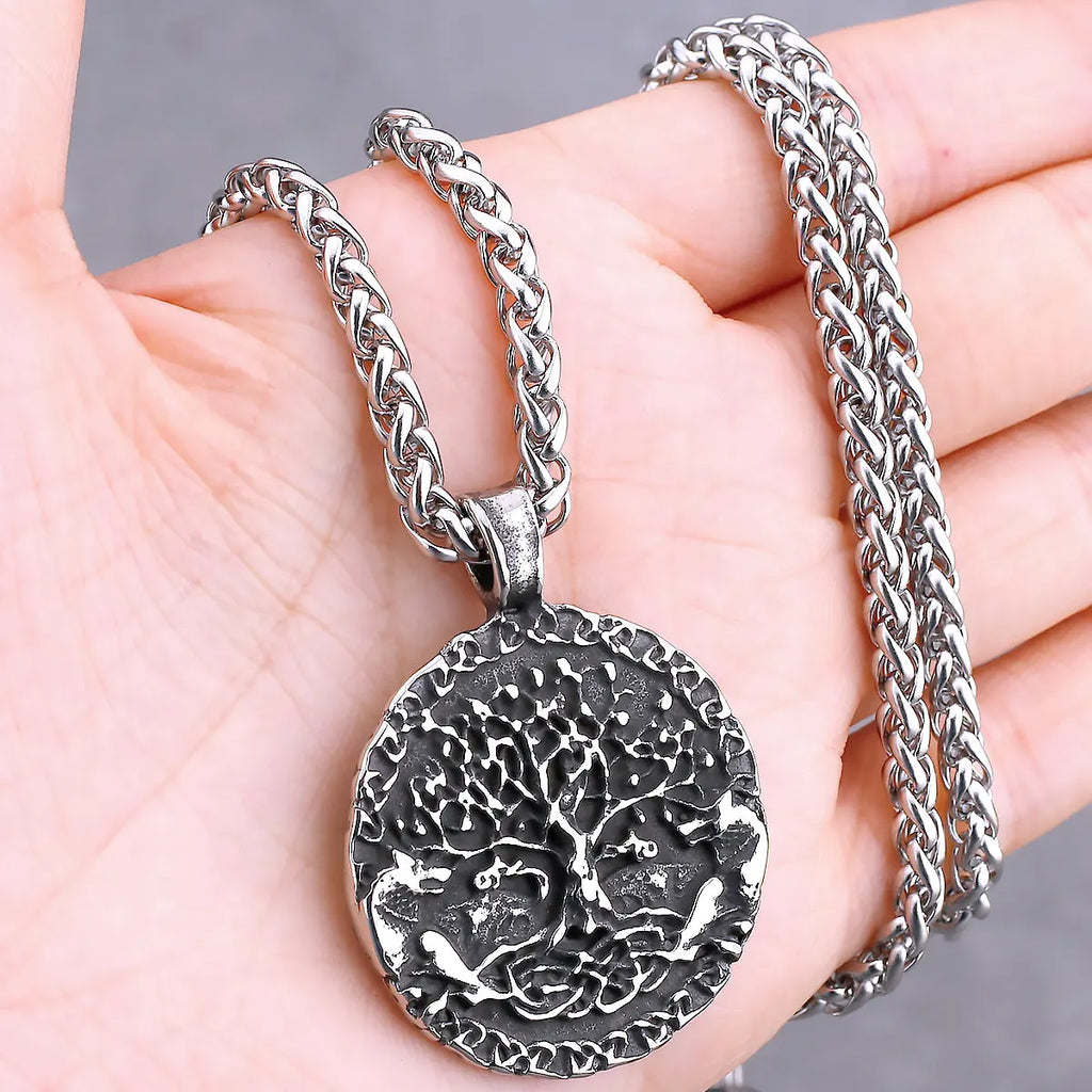Nordic Vikings Tree of Life Odin Necklace Various Men Celtic Amulet Pendant Stainless Steel Vintage Charm Punk Jewelry
