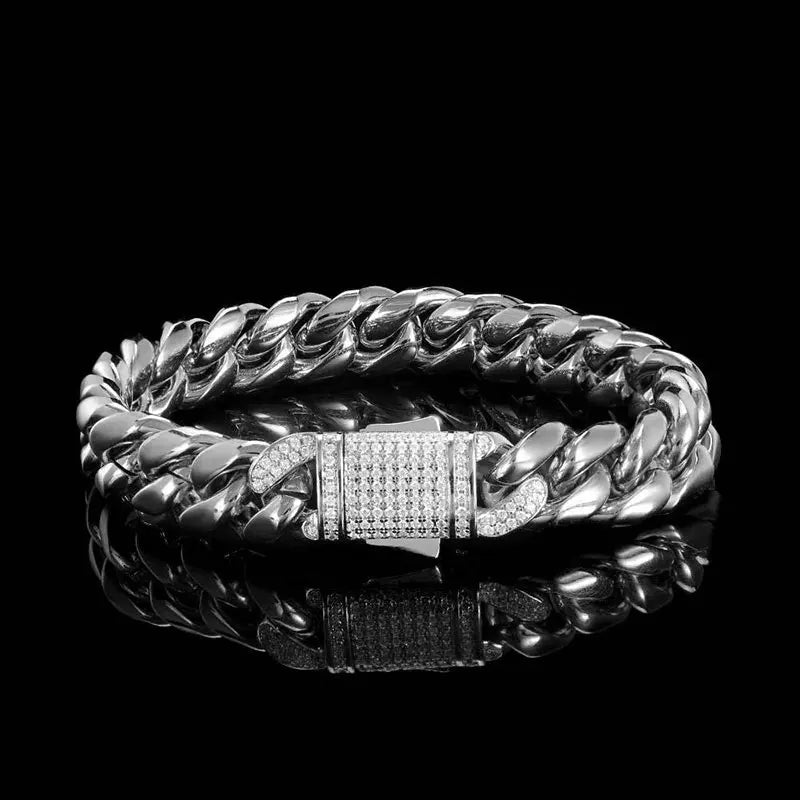 Stainless Steel Cuban Bracelet Iced Out Miami