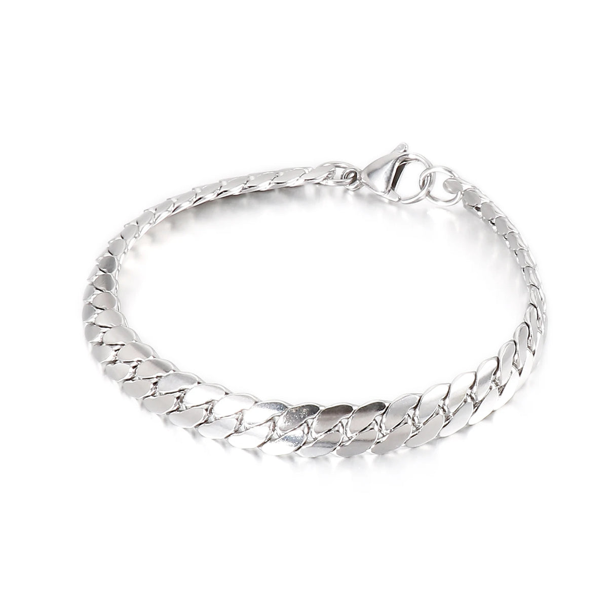 4/5/7mm Snake Chain Shiny Polished Link Couple Bracelet Simple Stainless Steel Trend Jewelry Gifts Multiple Sizes