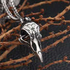 Fashion Vintage Raven Skull Pendant Necklace Mens Stainless Steel Unique Cool Carved Raven Animal Necklaces Jewelry Dropshipping
