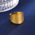 Nordic Vegvisir Compass Ring — Stainless Steel