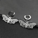 Silver Earrings Witchcraft Moth Dangle Vintage