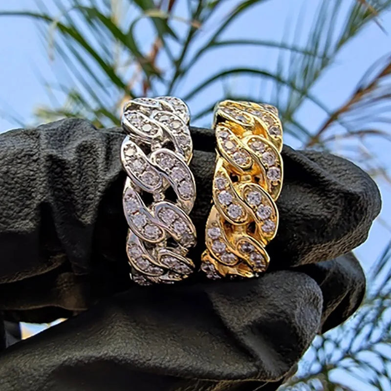 Iced Out Cuban Tennis Ring — Stainless