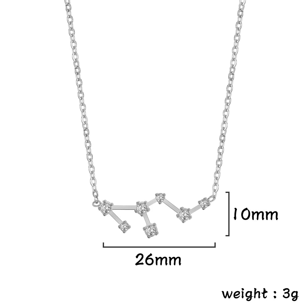 Unift Clear Zircon Zodiac Constellation Women Necklaces Star Sign Pisces Aries Taurus Pendant Fashion Horoscope Amulet Jewelry