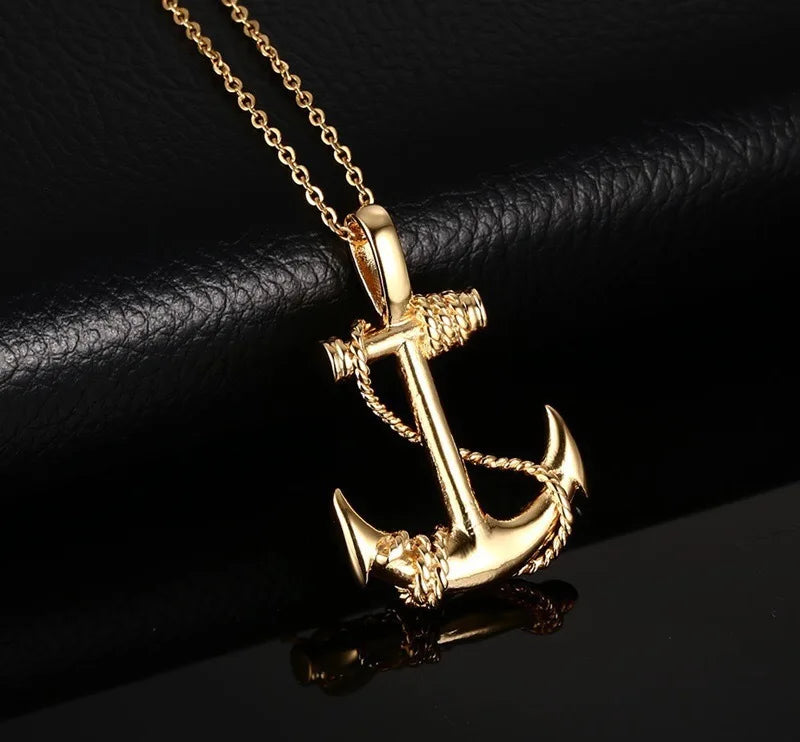 Anchor Cross Pendant Necklace — Stainless Steel