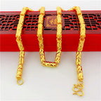 Luxury 9999 24K real gold men's necklace fortune chain domineering sweater chain fashion accessories jewelry