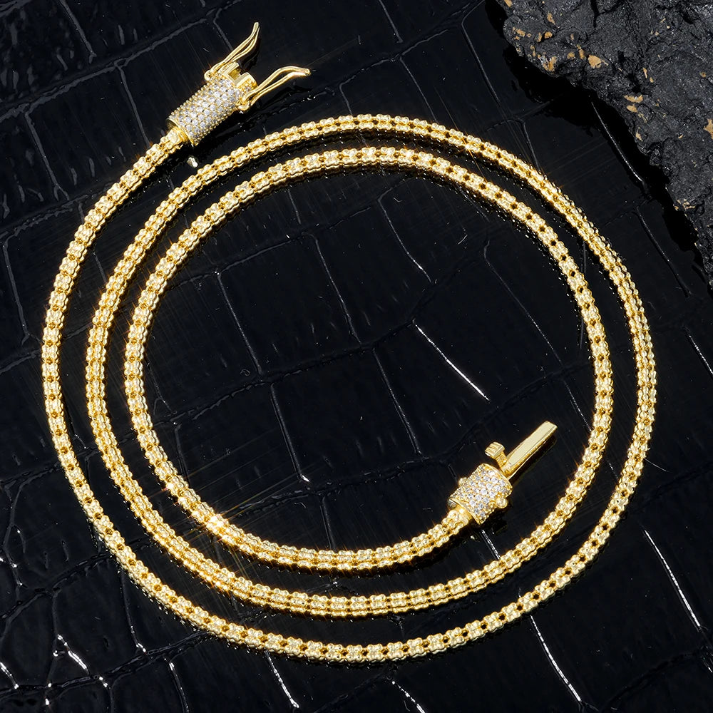 Iced Out Diamond Clasp Chain Necklace 2.4MM