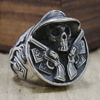 Cowboy Double Gun Skull Ring — Stainless Steel