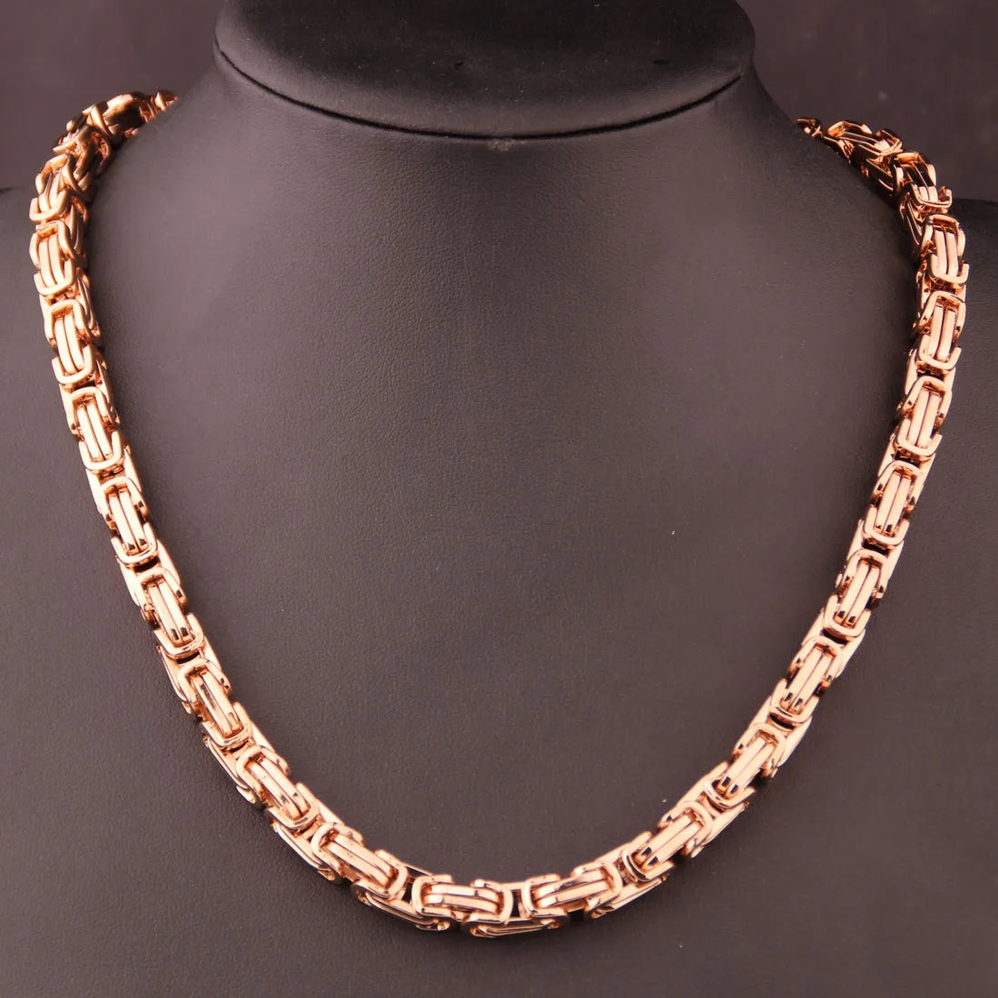 Byzantine Chain Necklace 8mm — Rose Gold