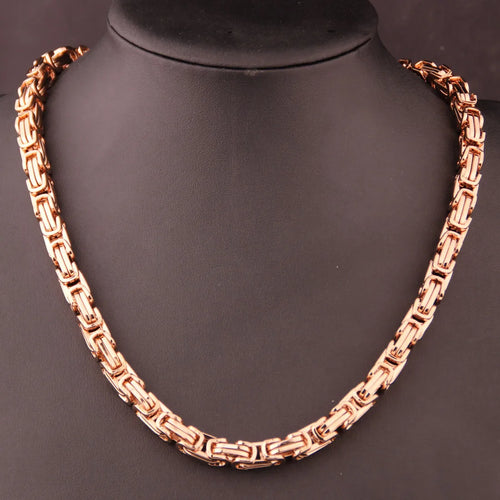 Byzantine Chain Necklace 8mm — Rose Gold
