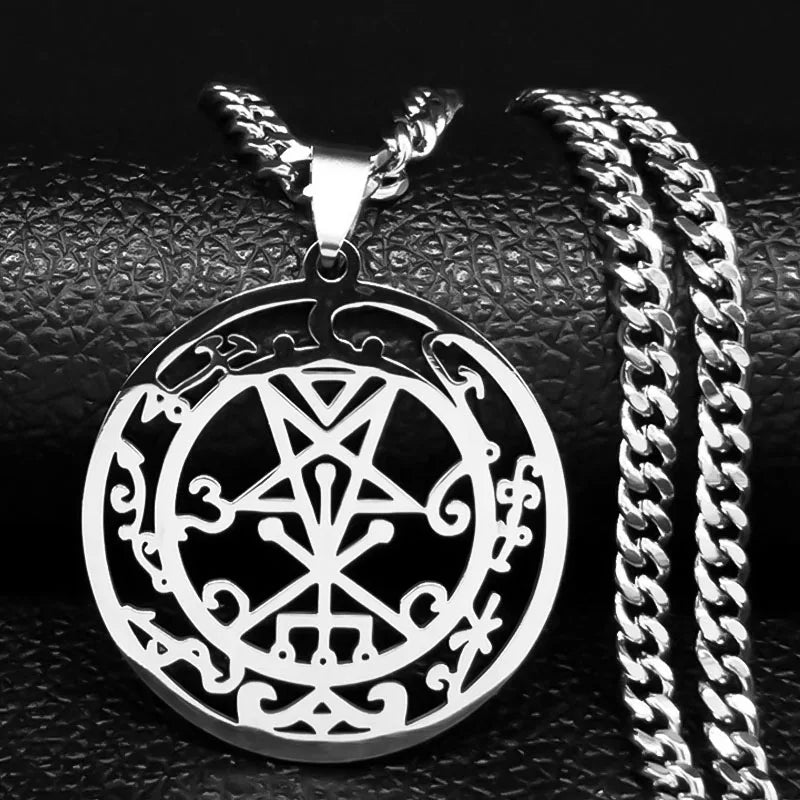 Lilith Sigil Silver Pendant Necklace — Stainless Steel