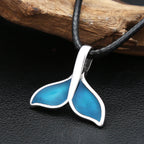 Fashion Blue Whale Fish Tail Pendant Necklaces For Men Women Stainless Steel Fashion Accessory Animal Theme Jewelry Party Gifts