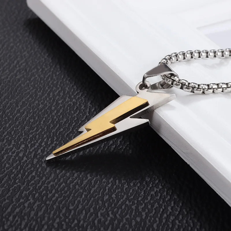 Stainless Steel Lightning Box Chain Pendant Necklace