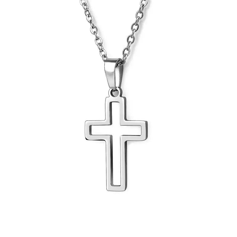 2022 Fashion Stainless Steel Necklace For Men Women Black Gold Color Silver Color Cross Pendant Chain Necklace Jewelry