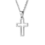 2022 Fashion Stainless Steel Necklace For Men Women Black Gold Color Silver Color Cross Pendant Chain Necklace Jewelry
