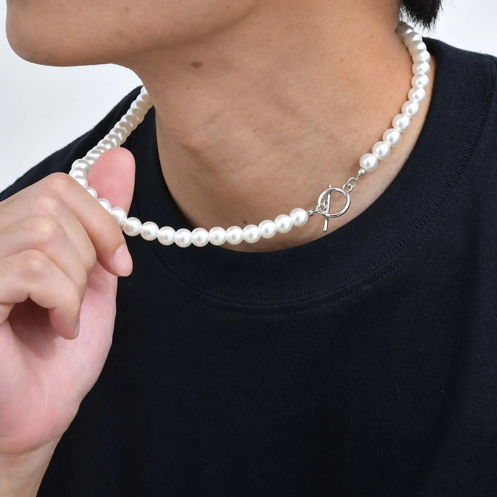 Imitation Pearl Beaded Necklace — OT Buckle Neck Chain