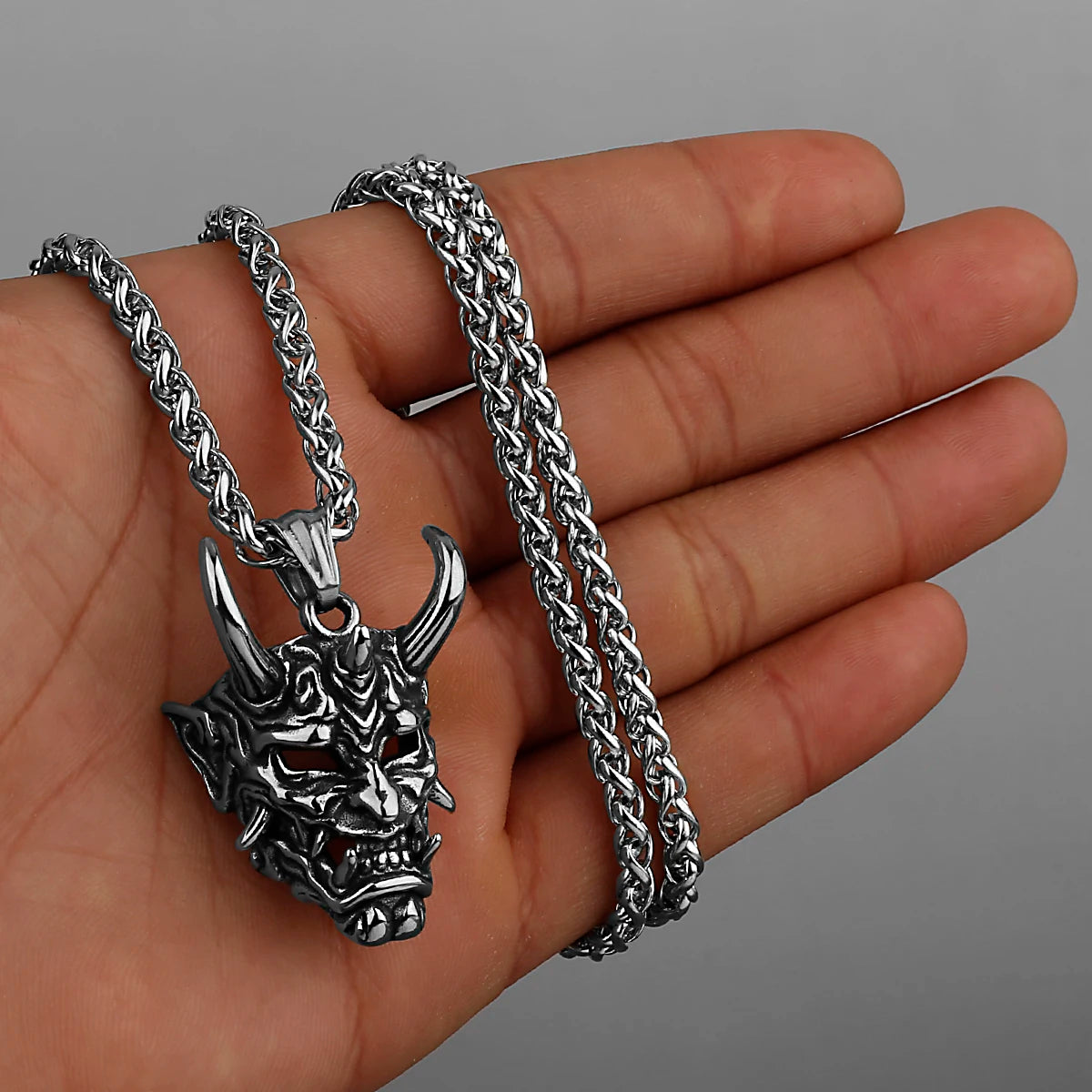 Neo-Gothic Skull Pendant Necklace — Stainless Steel