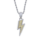 Iced Out Lightning Bolt Ring Cubic Zirconia — Two-Tone