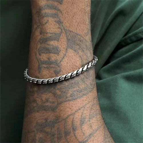 5MM Retro 316 Stainless Steel Silver Chain Bracelet