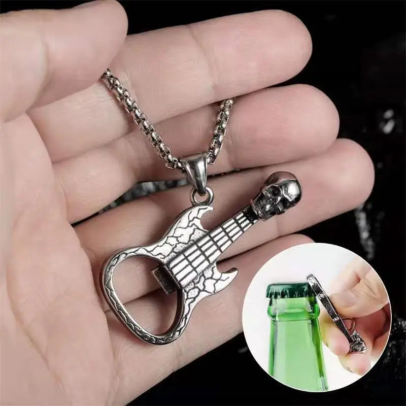 Skull Guitar Steel Pendant European American