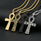 Vintage Fashion Ancient Egyptian Ankh Cross Pendant Necklace For Men Women Stainless Steel Amulet Jewelry Gifts