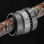 Celtic Knot Viking Rune Ring Men Stainless Steel Ring Norse Elder Futhark Talisman Wide Band Vintage Biker Jewelry Gift For Him