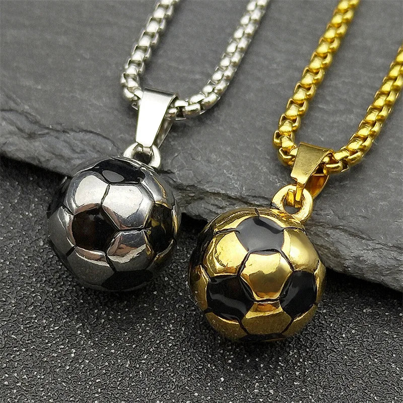 Football Soccer Steel Pendant 316L Necklace