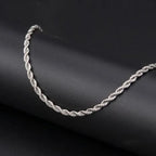3mm Classic Stainless Steel Twist Long Chain Pendant Necklace for Men Women Punk Style Hip Hop Rock Personality Chokers Jewelry