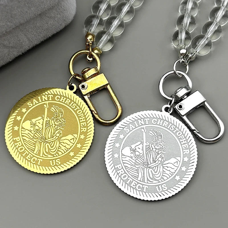 St. Christopher Medal Car Pendant Necklace — Stainless Steel