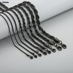 1 piece Gold Black silver Width 2mm/3mm/4mm Rope Chain Necklace/Bracelet For Men Women Man Fashion Chain Necklace