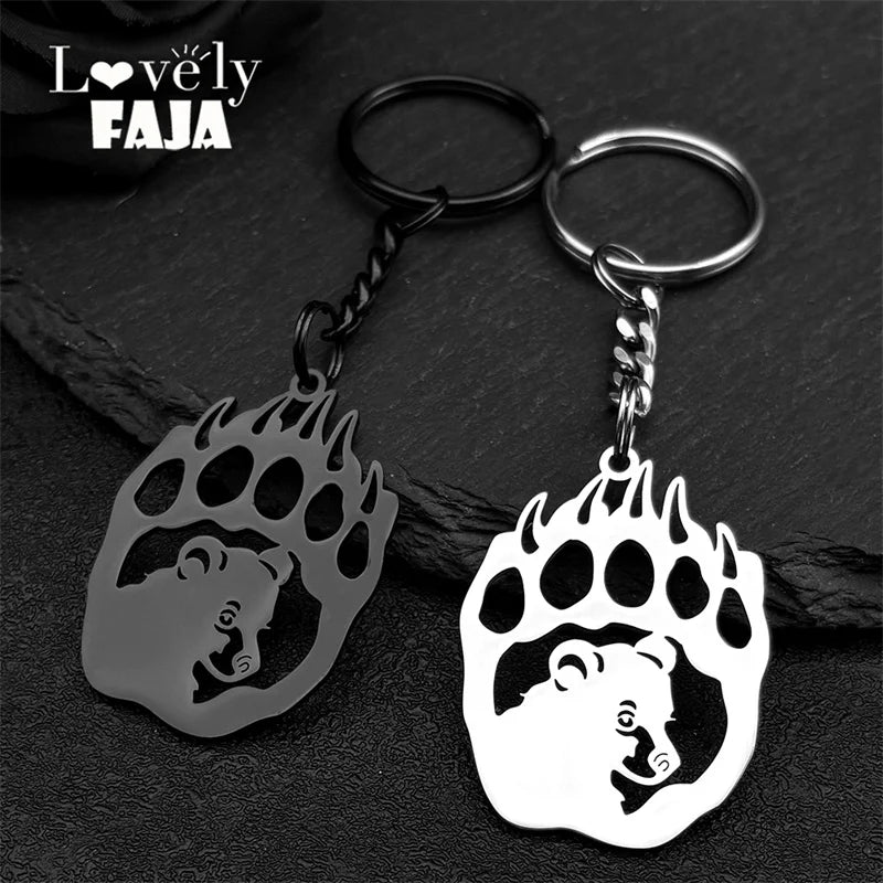 Key Steel Chain Gothic Witchcraft Bear Paw Hollow