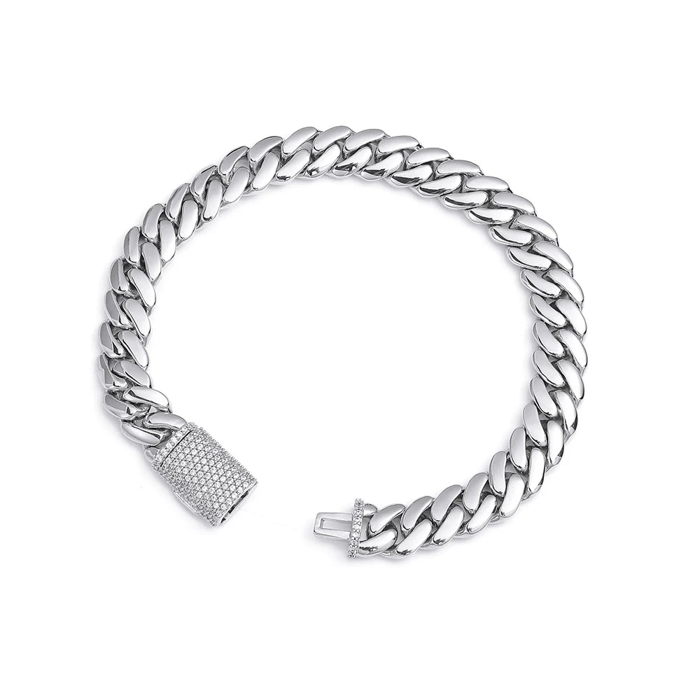 8/12/15/20mm Cuban Link Chain Bracelet Full Micro Pave Cubic Zirconia Hip Hop Jewelry for Men and Women