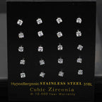 LUXUKISSKIDS Brilliant Square Stud Earrings 10pairs/Lot Novel Clearly Large 3A Cubic Zirconia Stainless Steel Wholesale